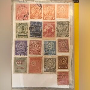 Sheet of vintage used stamps